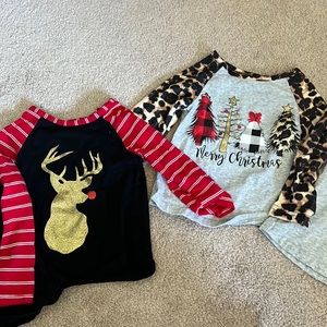 Matching Christmas shirts- twin girls